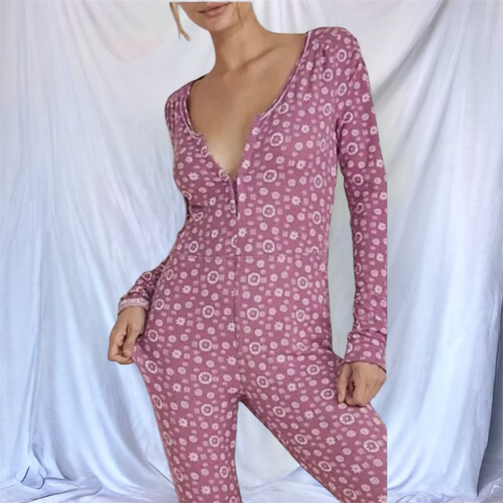 Floral Pink Women's Sleepwear Onesie
